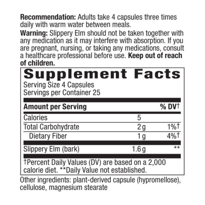 Slippery Elm Bark, 100 Capsules