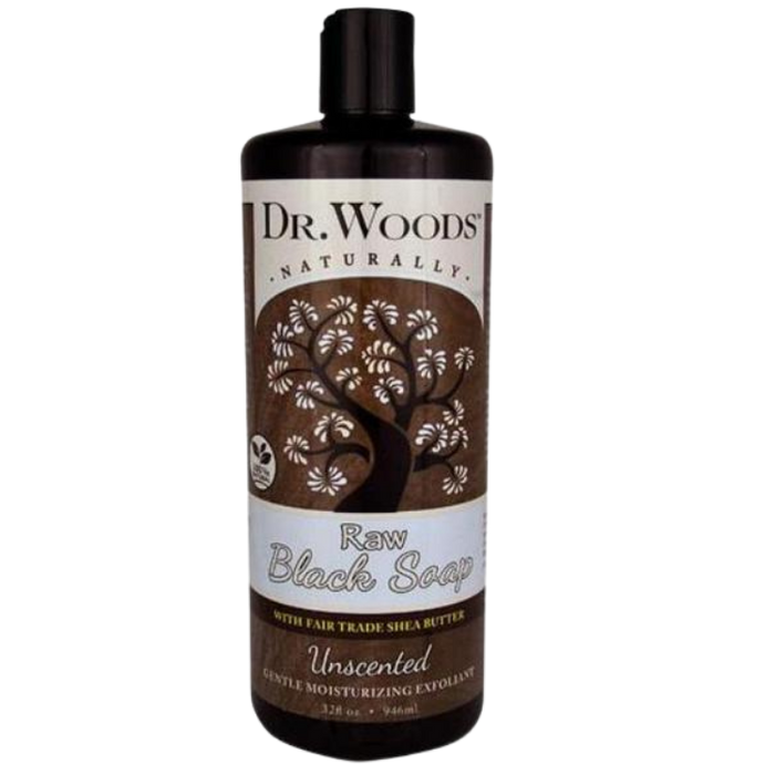 Dr. Woods Raw Black Soap w/ Shea Butter - Unscented, 32oz