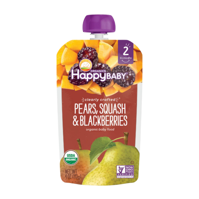 Happy Baby Pear, Squash & Blackberry 4 oz