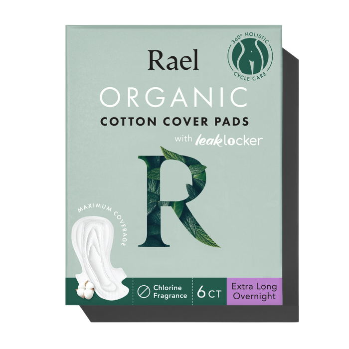 Organic Cotton Pads-Extra Long Overnight 6 ct