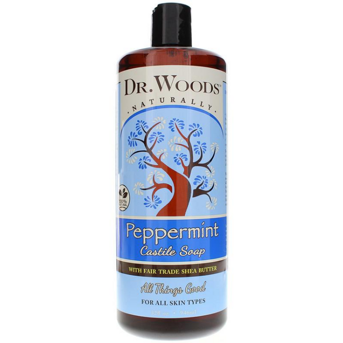 Dr. Woods Pure Peppermint Castile Soap with Organic Shea Butter, 32oz